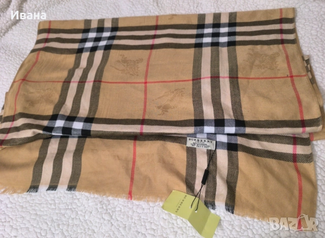 Шал Burberry кашмир , снимка 2 - Шалове - 53235572