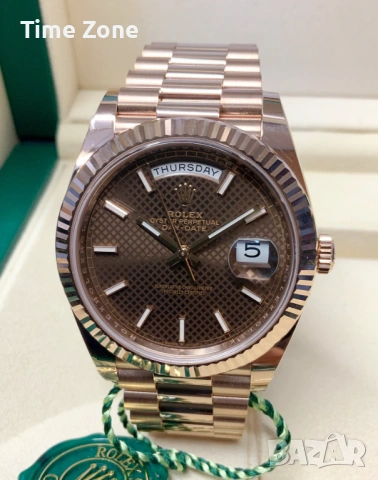 Rolex Day-Date 40mm President Rose Gold Chocolate Dial Diagonal Motif Различни Варианти