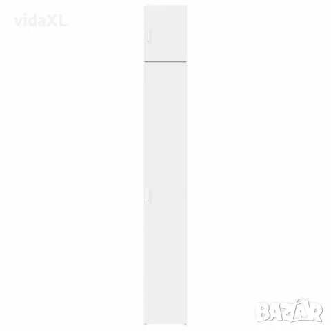 vidaXL Тесен шкаф за съхранение, бял, 30x42,5x225 см, инженерно дърво, снимка 4 - Бюфети - 56146909