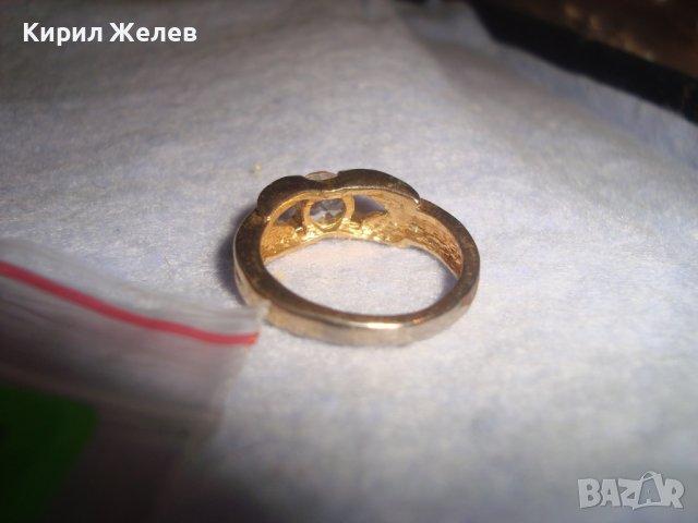 ПОЗЛАТЕН МОДЕН АРТ СКЪПОЦЕНЕН МЕДЕН ПРЪСТЕН с ПРЕКРАСЕН ФАСЕТИРАН ЦИРКОН 5459, снимка 4 - Пръстени - 37442805
