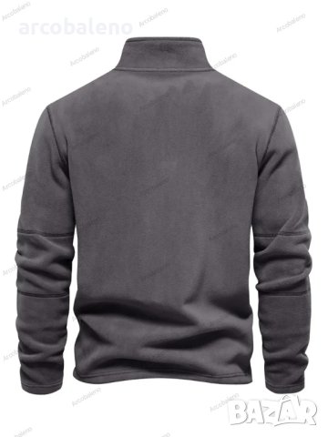 Мъжки едноцветен суичър с  полар, дълги ръкави и половин цип, 3цвята , снимка 5 - Суичъри - 42898404