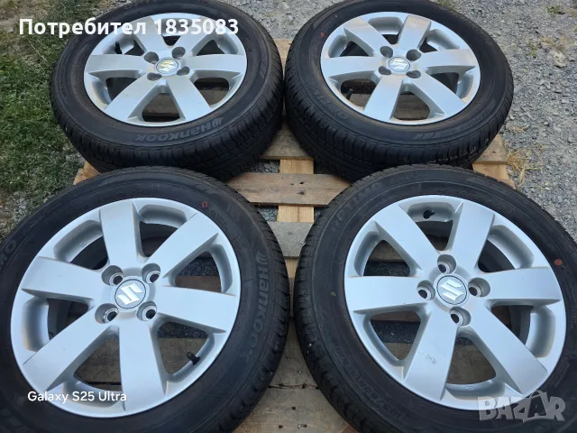 Лети джанти 15ки 4х100 Suzuki + летни гуми 185/60/15 Hankook, снимка 3 - Гуми и джанти - 55845614
