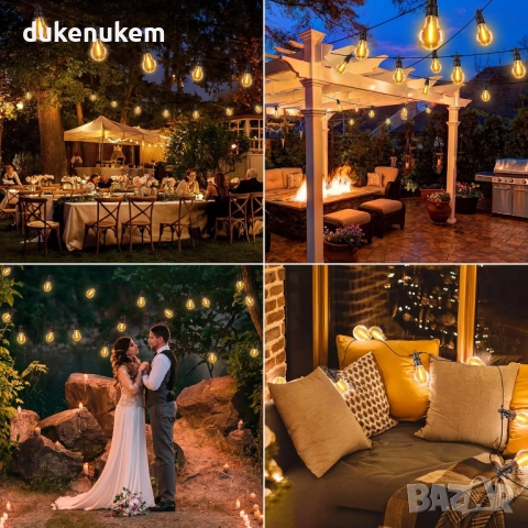 Външни LED лампички 20.5 м, 20 крушки, 8 режима, топла светлина, снимка 7 - Лед осветление - 52811586