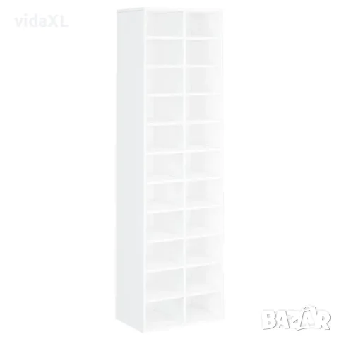 vidaXL Шкаф за обувки, бял, 54x34x183 см, инженерно дърво(SKU: 800369)