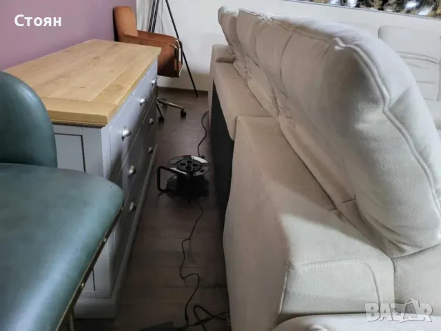 Светло кремав П образен ъглов диван от плат MR 1390 с ел. лежанка, снимка 6 - Дивани и мека мебел - 48306823