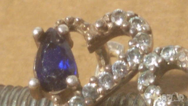 Две сребърни обици 925 със сини камъни, снимка 7 - Обеци - 51509846
