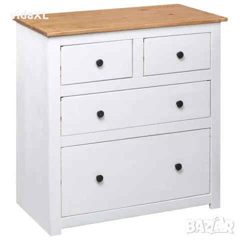 vidaXL Сайдборд, бял, 80x40x83 см, бор, стил Панама, снимка 3 - Бюфети - 56146534