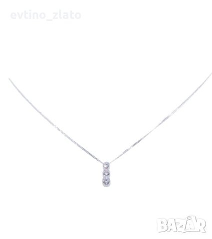 Златно колие 18К с диаманти , снимка 3 - Колиета, медальони, синджири - 40134325