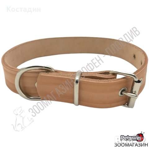 Нашийник за Куче - Естествена Кожа - Кафяв цвят - 15 размера