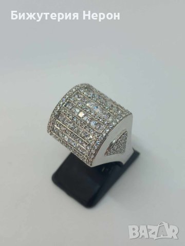 Сребърен пръстен с много циркони, снимка 1 - Пръстени - 42755970