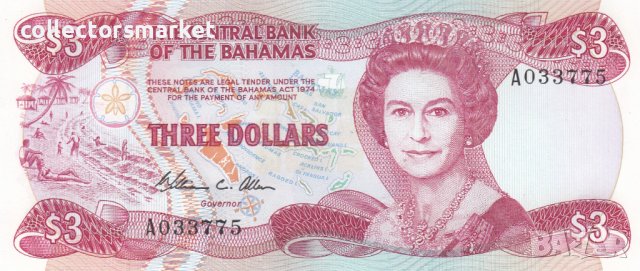 3 долара 1974, Бахамски острови