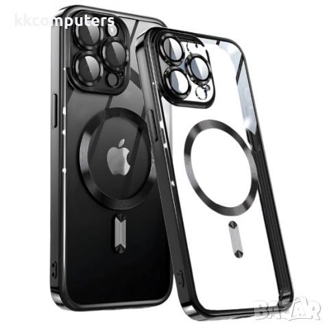 Силиконов кейс bSmart Chrome Magsafe с протектори за камерите, За iPhone 17 Pro (6.3), Черен