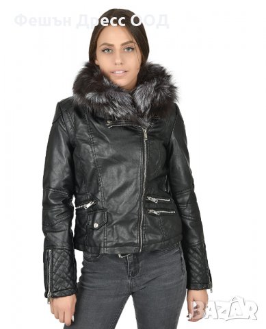 Дамско кожено яке 4076 естествен пух от лисица, снимка 2 - Якета - 31342658
