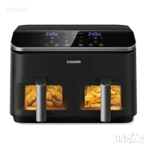 Фритюрник с горещ въздух Cosori Dual Basket CAF-R901, 8.5L, Черен*Безплатна доставка*Гаранция 2 год.