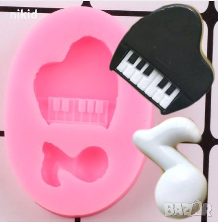 Малка Нота и Роял Пиано силиконов молд форма декорация торта фондан шоколад смола 