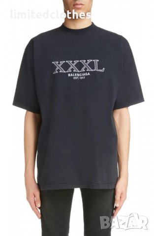 BALENCIAGA XXXL Embroidered Logo Oversized Мъжка / Дамска Тениска size XS (M) и S (L), снимка 3 - Тениски - 40041340