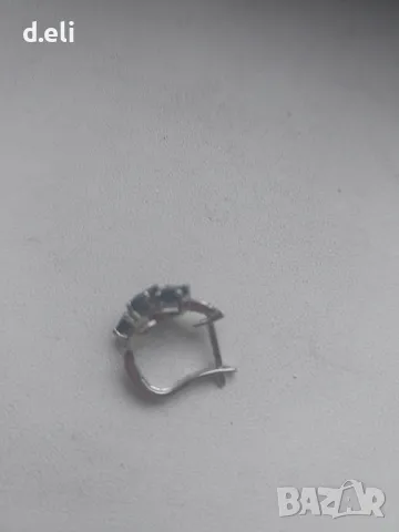 Златна обеца със Сапфири и брилянти , снимка 3 - Обеци - 47970002