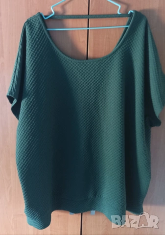 Макси зелена блуза с къс ръкав 