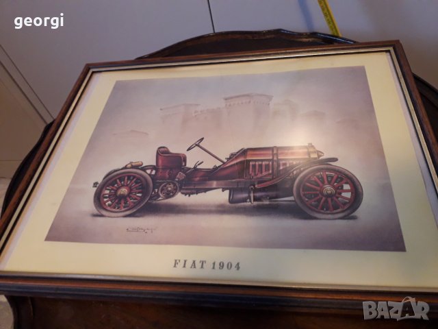 Картина с ретро автомобил Fiat ситопечат, снимка 9 - Картини - 31671970