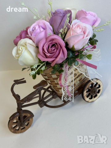 Декоративно колело с ароматни сапунени рози, снимка 8 - Подаръци за жени - 44919238