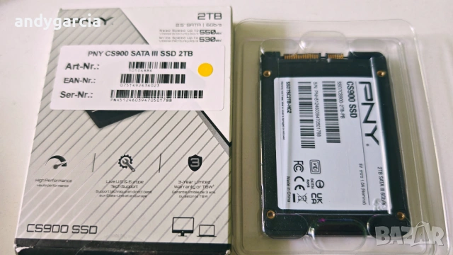  ЧИСТО НОВ 2TB SSD PNY CS900 SATA 6Gb/s. 2.5 inch скорост на четене/запис - 550/530 MB/s , снимка 5 - Твърди дискове - 54341103