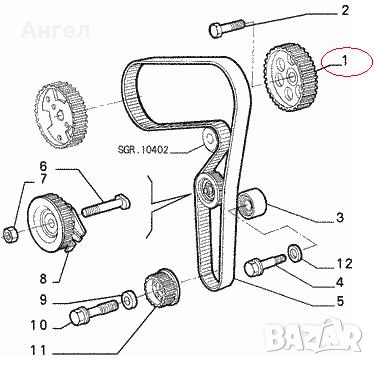 Зъбно колело разпределителен вал Fiat Brava, Brava, Marea , снимка 4 - Части - 52462863