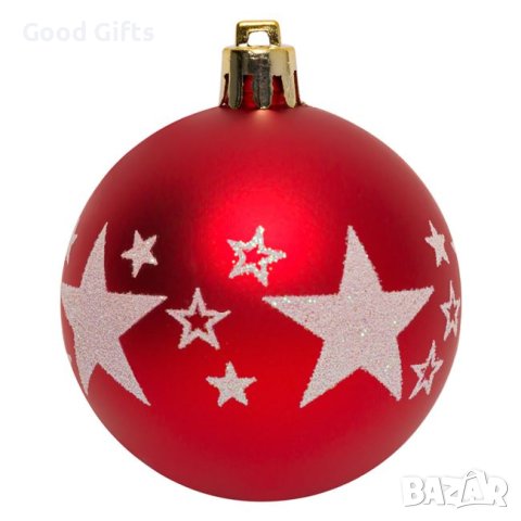 6 броя Комплект Червени коледни топки със звезда, 6см, снимка 2 - Други стоки за дома - 42673585
