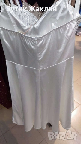 Къса сатенена рокля с пайети , снимка 6 - Рокли - 53989784