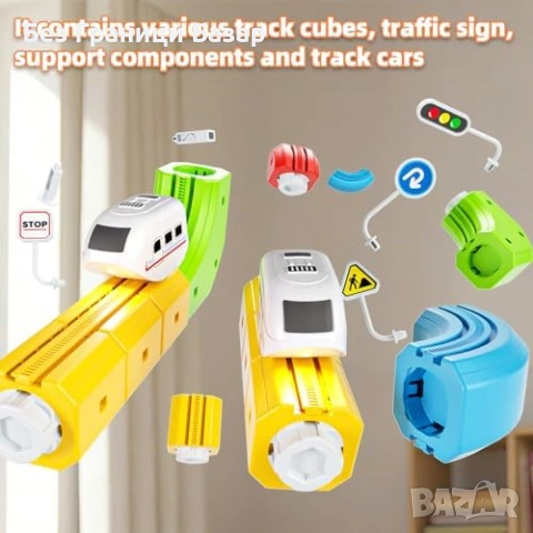 Нов детски Комплект влак с гъвкаво трасе светофар и пътни знаци Играчка, снимка 4 - Влакчета, самолети, хеликоптери - 53914333
