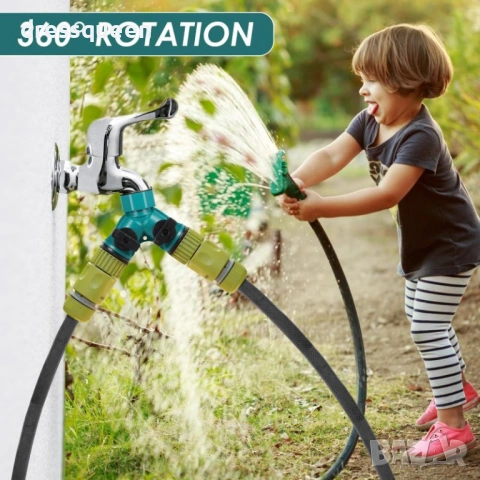 4528 Двоен маркучен разклонител за чешма с преходник (1/2" - 3/4") и независими кранове, снимка 7 - Напояване - 53878139