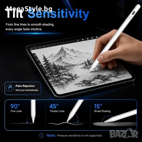Стилиус писалка HATOKU за Apple iPad (2018–2026) – Бяла, снимка 7 - Аксесоари за Apple - 55725101
