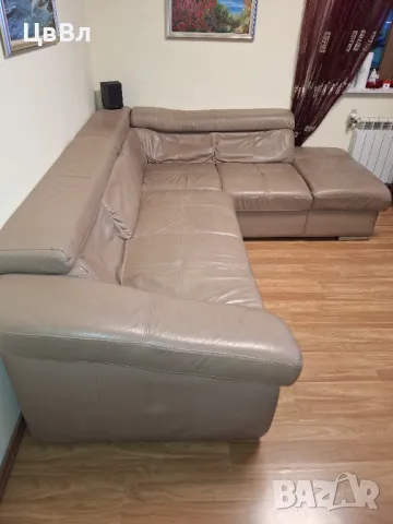 НАМАЛЕНИЕ!!! Голям ъглов диван, естествена кожа, снимка 2 - Дивани и мека мебел - 48262000