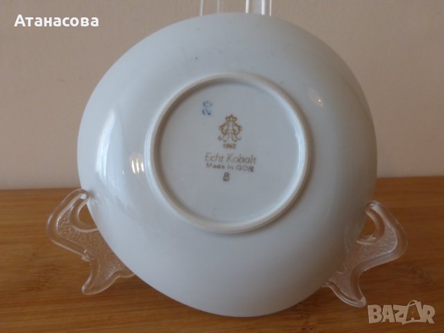 Немски порцеланови чинийки за масло кобалт 3 бр 1960 г чинии чиния, снимка 6 - Чинии - 44462605