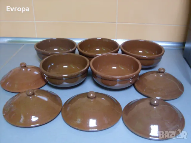 Комплект стари керамични гювечета., снимка 5 - Съдове за готвене - 48495776