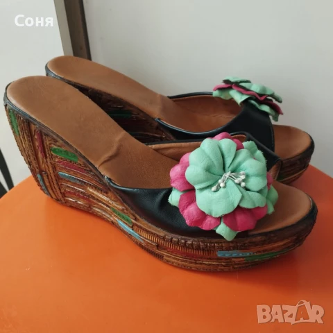 дамски чехли естествена кожа 40 номер, размер, снимка 2 - Чехли - 50774272