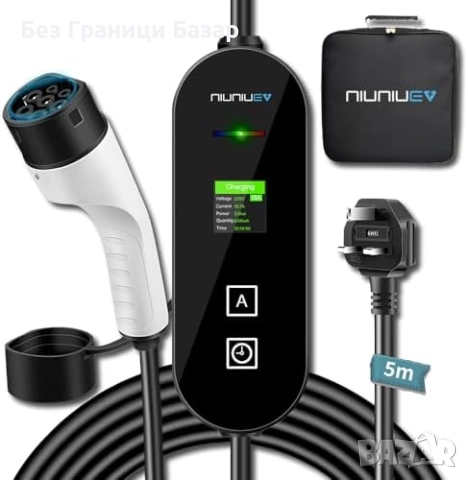 Ново Преносимо зарядно за електромобил Type 2, 3kW, 6–13A, UK щепсел