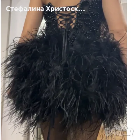 къса бална рокля с пера, снимка 3 - Рокли - 56388758