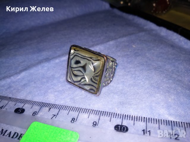 СТАР БОГАТО ОРНАМЕНТИРАН ПОСРЕБРЕН МЕДЕН РЕТРО АРТ ПРЪСТЕН с КАТАЛИН 36970, снимка 8 - Антикварни и старинни предмети - 39748018