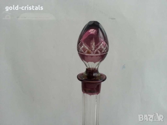 Кристална гарафа и кристални чаши цветен  лилав кристал, снимка 8 - Антикварни и старинни предмети - 31236367