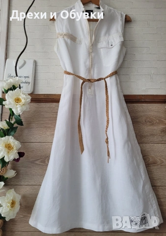 Бяла рокля G-Star реми 100% естествена материя , снимка 16 - Рокли - 54108695