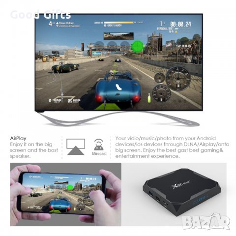 8K TV BOX Android 9.0 4 + 64GB - Смарт тв бокс с инсталирани канали и приложения X96 MAX +, снимка 5 - Плейъри, домашно кино, прожектори - 29524825