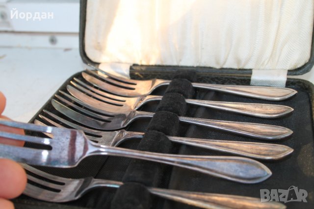 Посребрени англииски вилички за сладко, снимка 2 - Антикварни и старинни предмети - 38552156