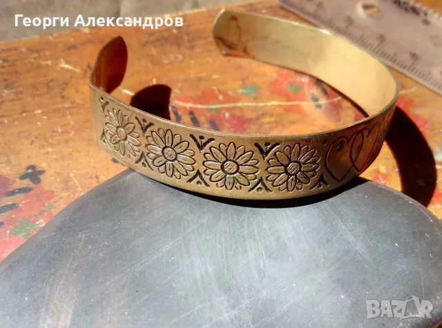 ЕТНОГРАФСКИ НАКИТ За ЛЮБОВНО ВРИЧАНЕ 2 СЪРЦА в 1 Старинна МЕДНА ГРИВНА Майсторска, снимка 2 - Антикварни и старинни предмети - 55994704
