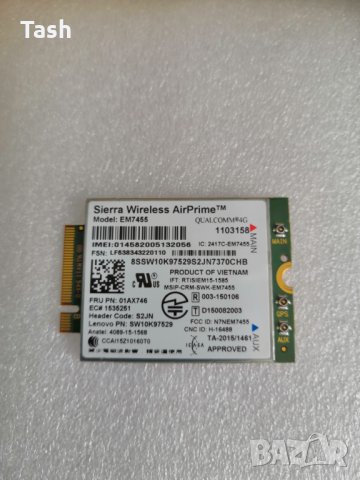 4G модул Lenovo ThinkPad EM7455 4G LTE, снимка 2 - Мрежови адаптери - 29327060