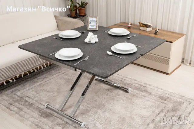 Комбинирана маса — тъмносив гранит + прави иноксови крака, снимка 5 - Маси - 49165707