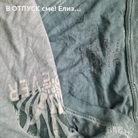 Голям размер макси XXXXL acid wash сърф рок винтидж тениска дънково син небесен цвят, снимка 6 - Тениски - 51285852