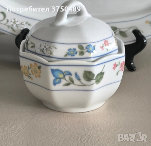 Плато и захарница с нежен флорален декор, снимка 3 - Аксесоари за кухня - 52211880