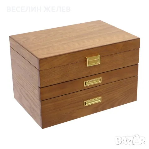 Луксозна дървена кутия за бижута и часовници на 3 нива – Изящен органайзер за твоите ценности, снимка 3 - Подаръци за жени - 56047919