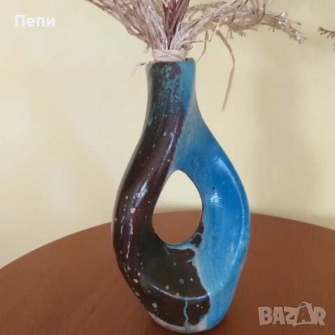 Керамична ваза с нестандартна форма, ръчна изработка, снимка 4 - Вази - 42119000