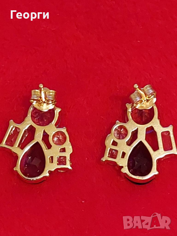 Изящни сребърни обеци с пурпурен Аметист и бял Топаз, снимка 5 - Обеци - 36482316